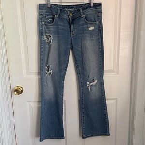 American Eagle Outfitters Light Blue Distressed Boot Cut Jeans